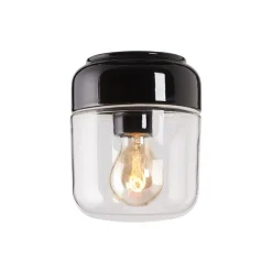 Ohm 140/170 tak-/vägglampa IP44 E27 svart/klarglas