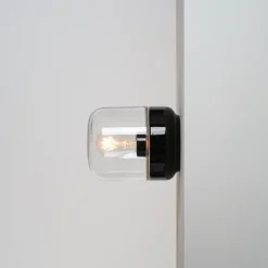 Ohm 140/170 tak-/vägglampa IP44 E27 svart/klarglas