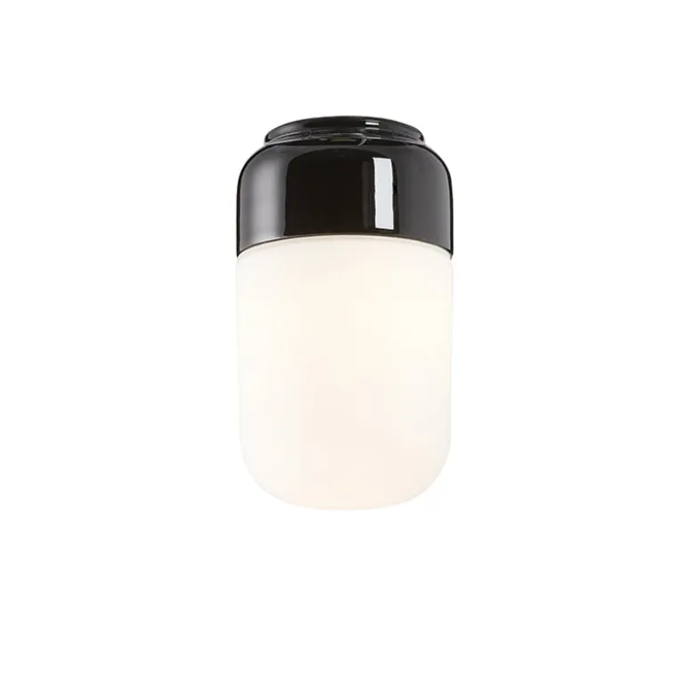 Ohm 100/170 tak-/vägglampa IP44 E27 svart/matt opal
