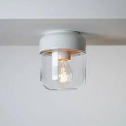 Ohm 140/170 tak-/vägglampa IP44 E27 vit/klarglas