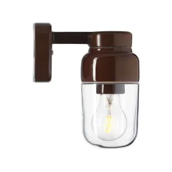 Ohm 100/210 vägglampa IP44 E27 brun/klarglas