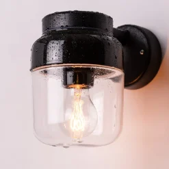 Ohm 140/205 vägglampa IP44 E27 svart/klarglas
