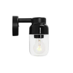 Ohm 100/210 vägglampa IP44 E27 svart/klarglas
