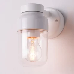 Ohm 100/210 vägglampa IP44 E27 vit/klarglas