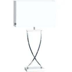 Omega bordslampa krom/vit 69 cm