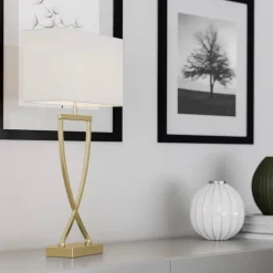 Omega Bordslampa Mässing/Vit 69 cm