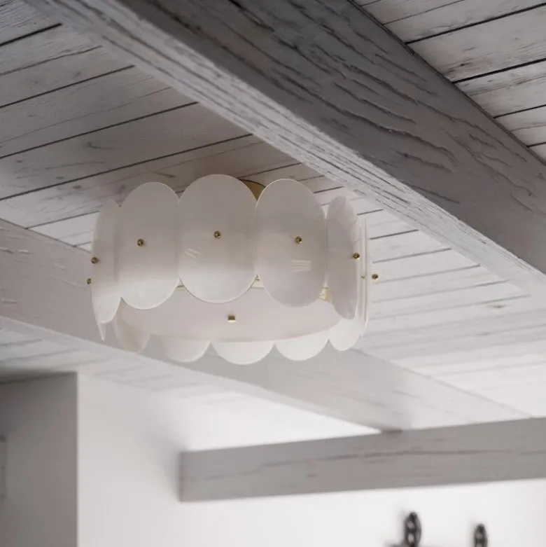 Omlott plafond mässing/vit