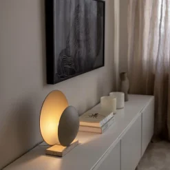Orbit bordslampa beige/travertin