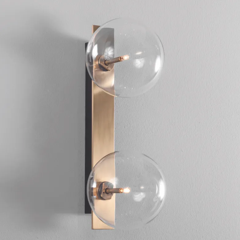Oslo dubbel vägglampa mässing