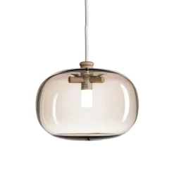 Pebble bred taklampa varmgrått glas