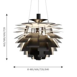 PH Artichoke Ø480 taklampa black V4