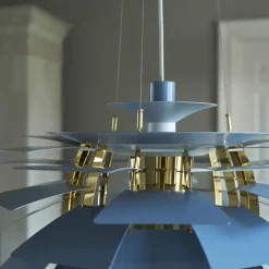 PH Artichoke Ø600 Taklampa Dusty Blue/brass V4