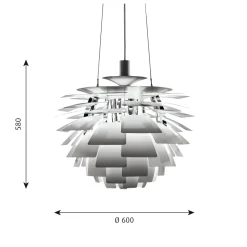PH Artichoke Ø600 taklampa stainless steel V4