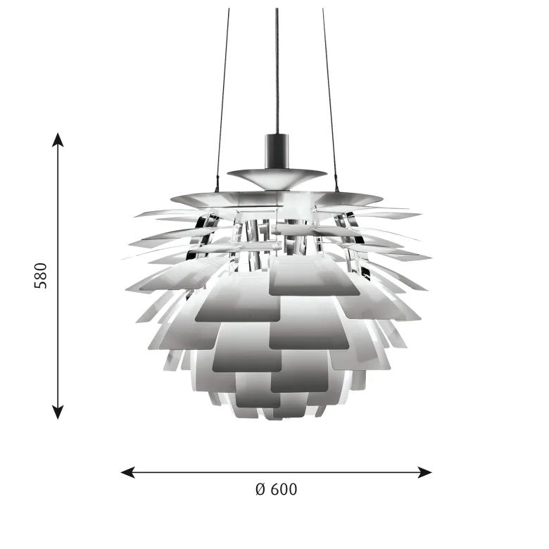 PH Artichoke Ø480 taklampa stainless steel V4