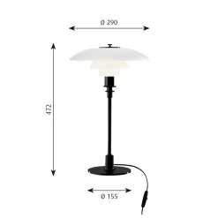 PH 3/2 Bordslampa glass/black metalised