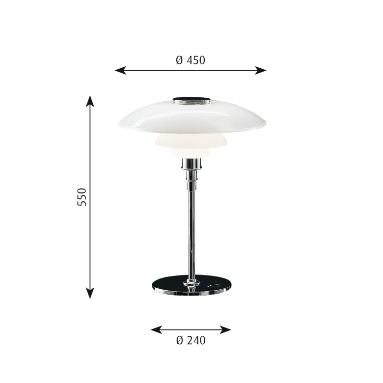 PH 4½-3½ Bordslampa glass/chrome