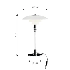 PH 3/2 Bordslampa glass/chrome