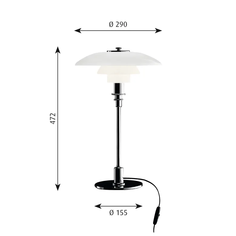 PH 3/2 Bordslampa glass/chrome