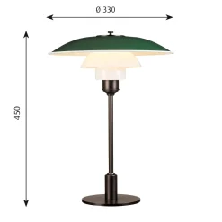 PH 3½-2½ Bordslampa green/brown brass