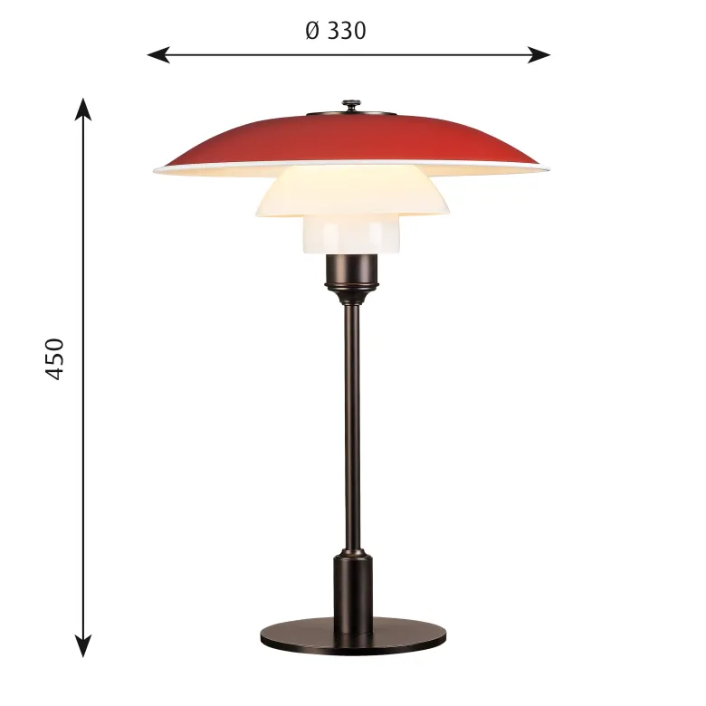 PH 3½-2½ Bordslampa red/brown brass