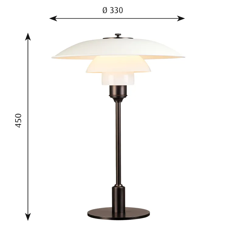 PH 3½-2½ Bordslampa white/brown brass
