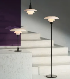 PH 3½-2½ Golvlampa glass/black metalised