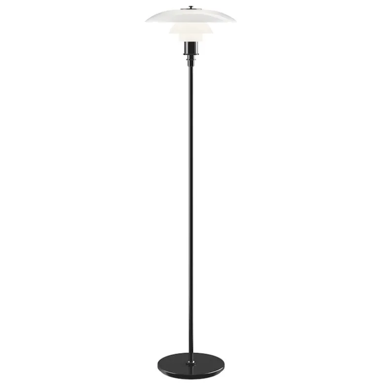 PH 3½-2½ Golvlampa glass/black metalised