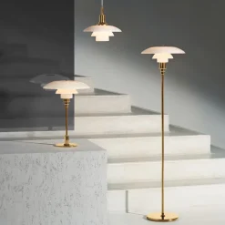 PH 3½-2½ golvlampa glass/metalised brass