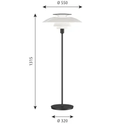PH 80 golvlampa med dimmer white Opal black