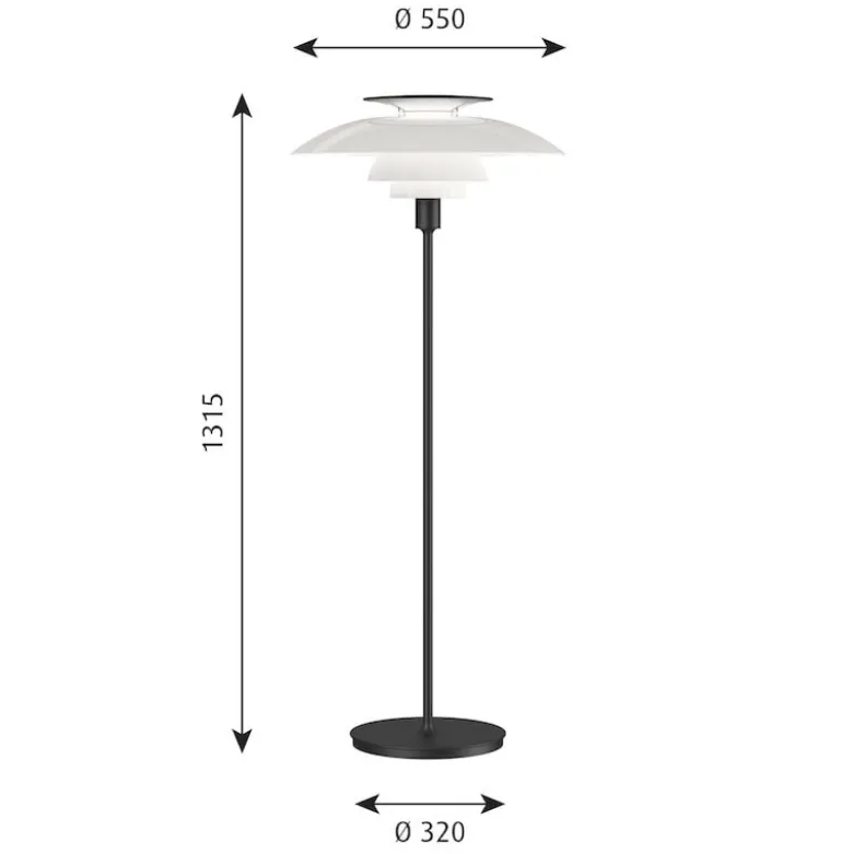 PH 80 golvlampa med dimmer white Opal black