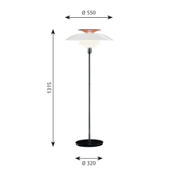 PH 80 Golvlampa Opal white/high lustre chrome plated