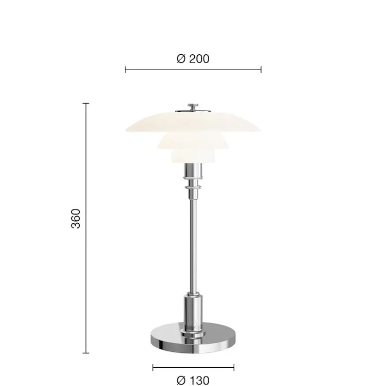 PH 2/1 portable bordslampa glass/chrome