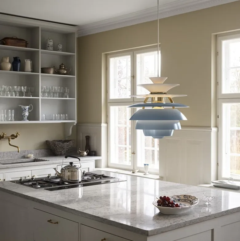 PH Snowball taklampa Dusty blue/brass