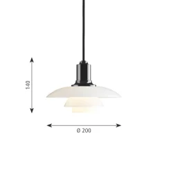 PH 2/1 Taklampa glass/black metalised