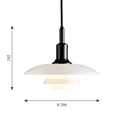 PH 3/2 taklampa glass/black metalised
