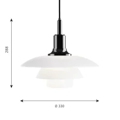 PH 3½-3 Taklampa glass/black metalised