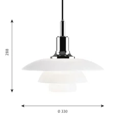 PH 3½-3 Taklampa glass/chrome