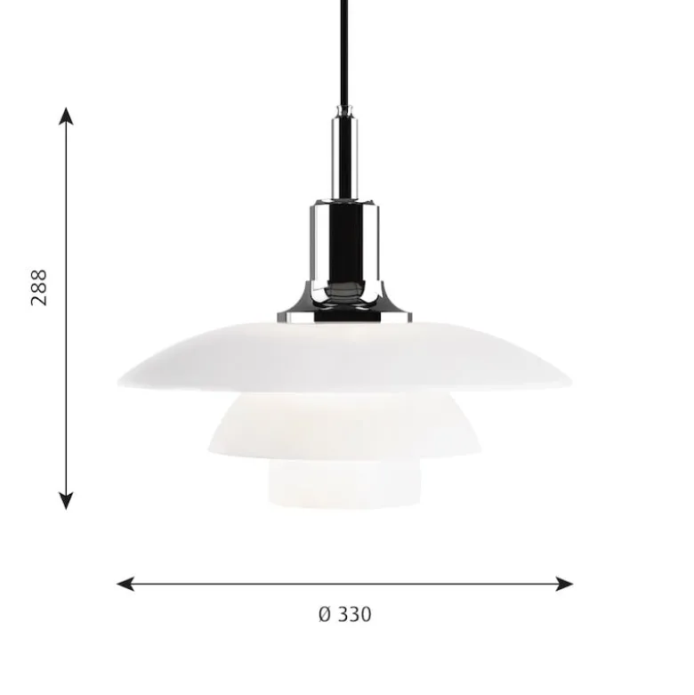 PH 3½-3 Taklampa glass/chrome