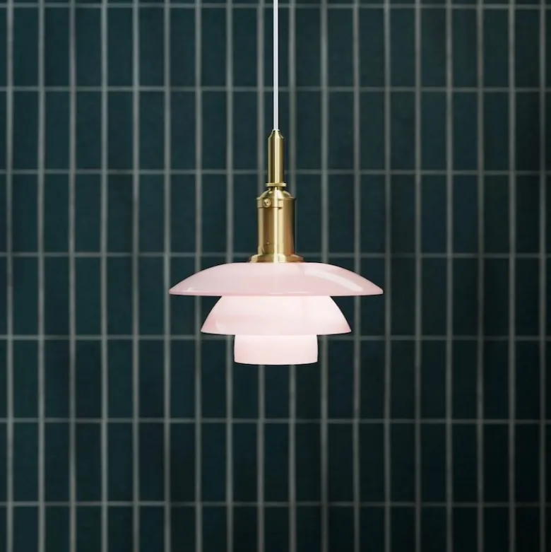PH 3/3 taklampa pale rose/brass