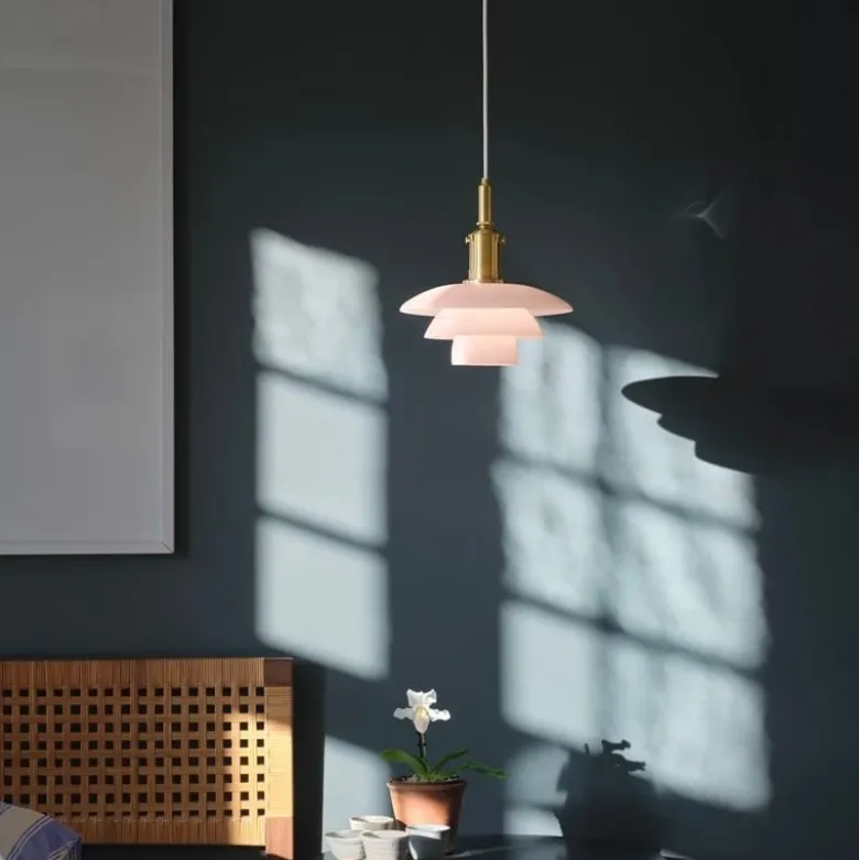 PH 3/3 taklampa pale rose/brass