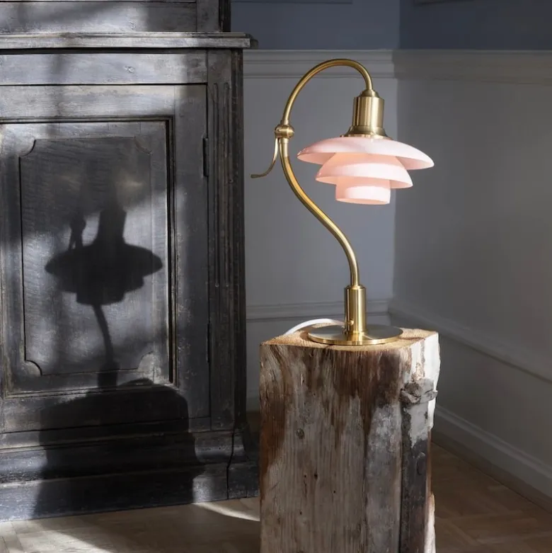 PH 2/2 the Question Mark bordslampa pale rose/brass