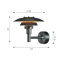 PH 3-2½ Vägglampa Utomhus black V2