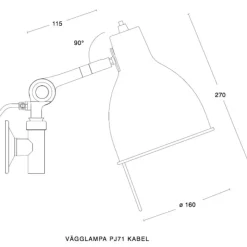 PJ71 vägglampa kabel varmgrå