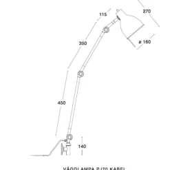 PJ70 vägglampa kabel varmgrå