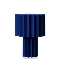 Plissé bordslampa blå textil