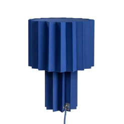 Plissé bordslampa blå textil