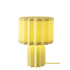 Plissé bordslampa gul textil