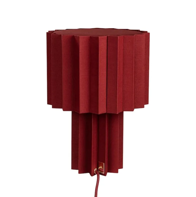Plissé bordslampa röd textil