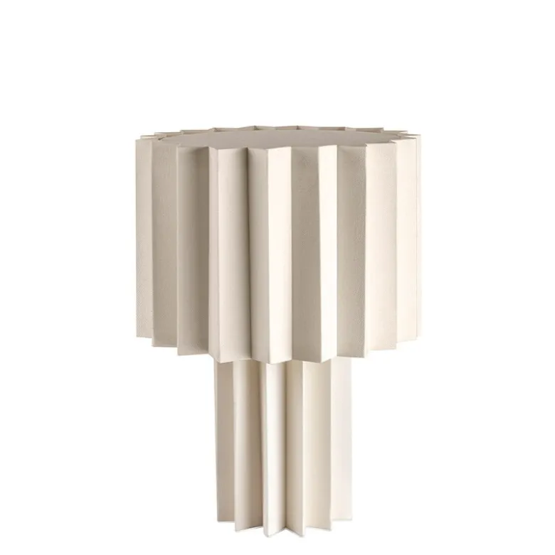 Plissé bordslampa vit textil