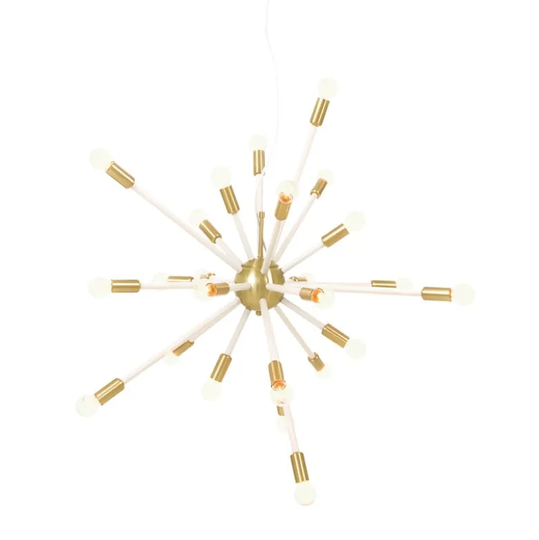 Ray 90 cm taklampa matt mässing/vit